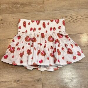 The Bubble Lawley Skort Leopard Print Smocked Skirt Shorts Built in Liner Small